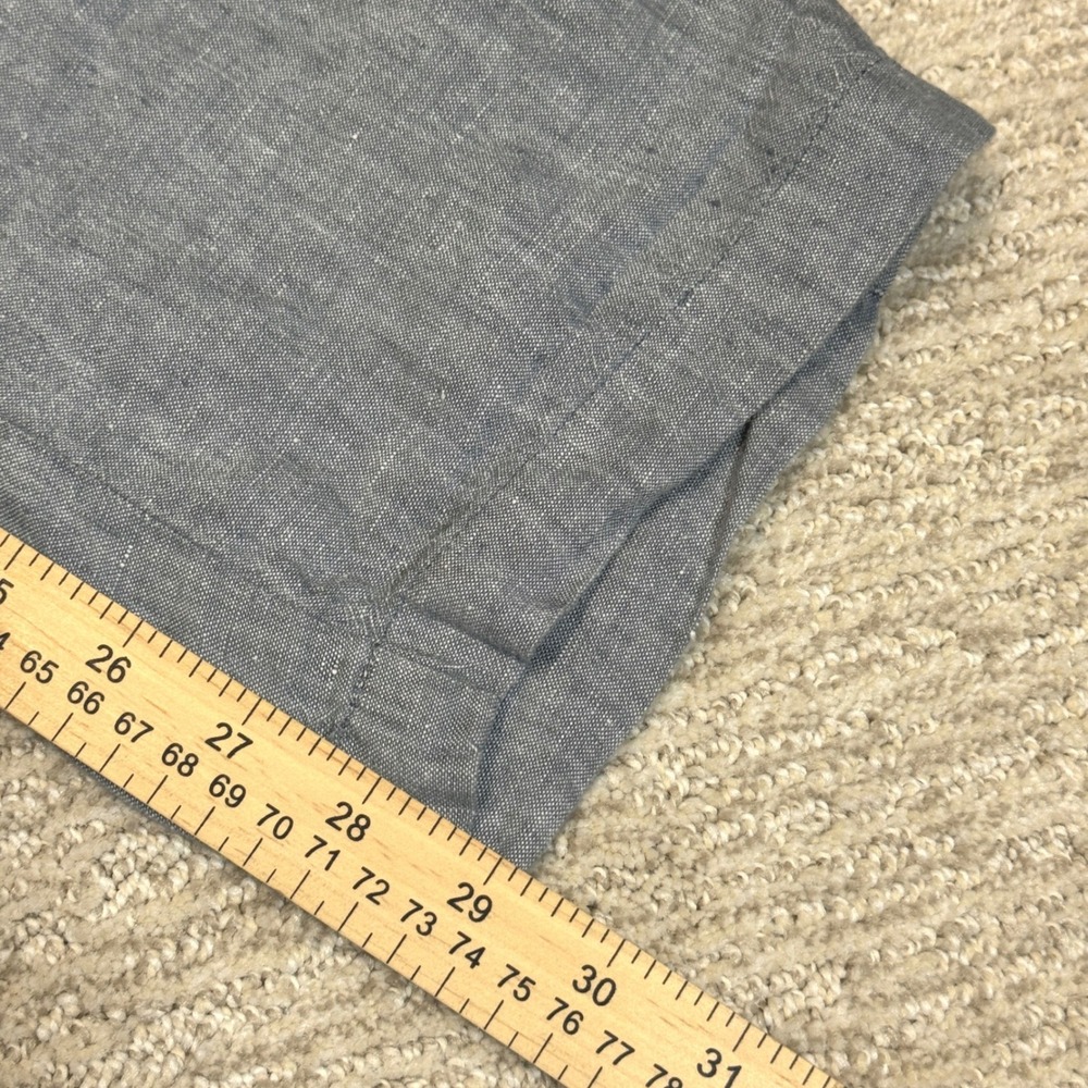 Pure Jill Linen Pants Light Blue Elastic Waist Roll Tab Hem Trousers L/XL - Picture 6 of 8